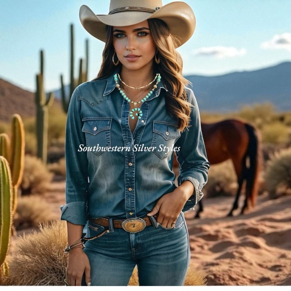 Vintage Sterling Silver Navajo Pearls Turquoise Squash Blossom Necklace - Picture 9 of 15